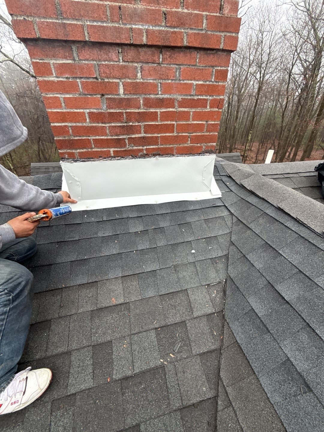 Chimney flashing repair process